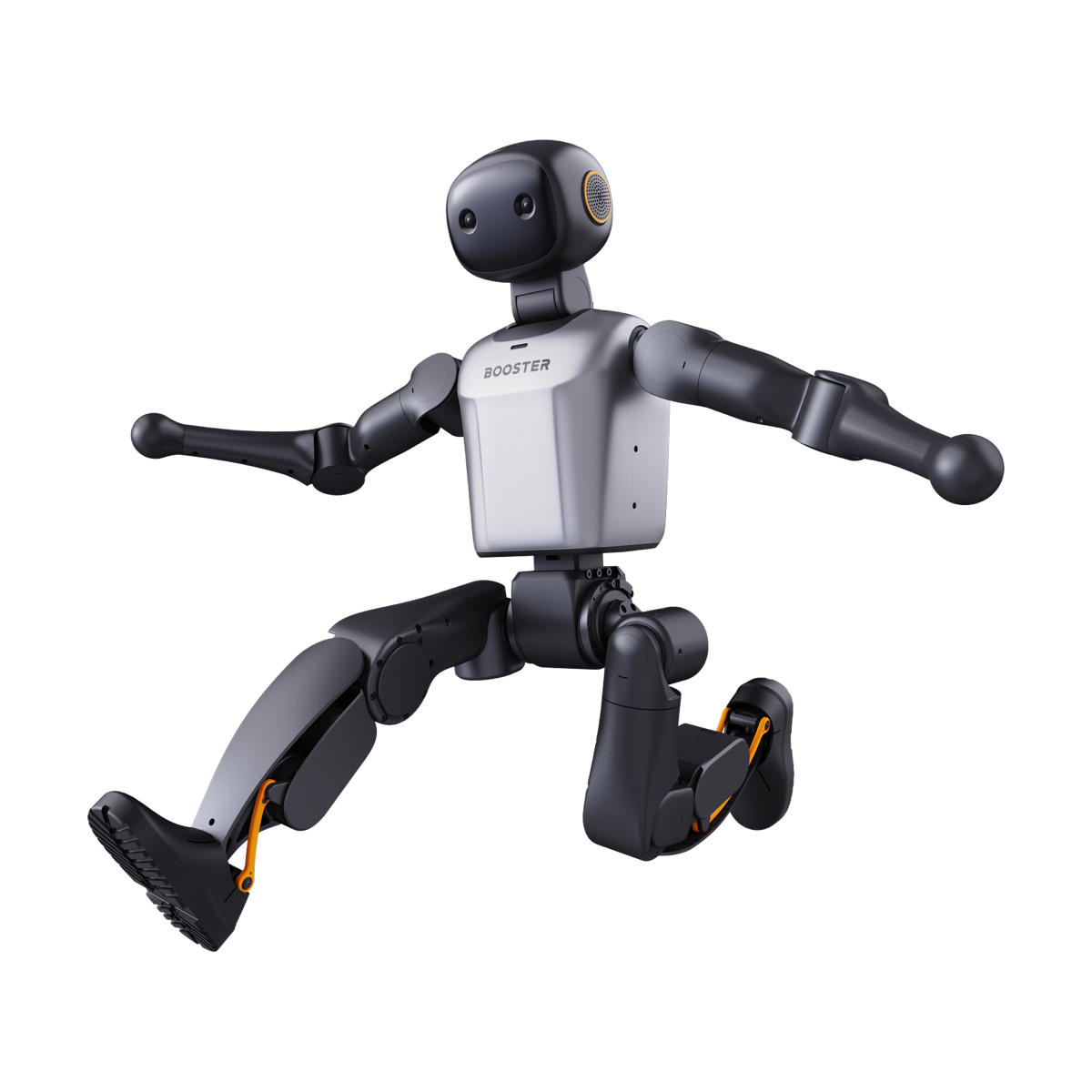 Booster K1, robô humanoide, em pose de corrida